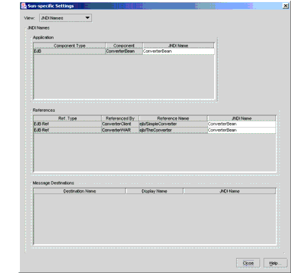 ConverterApp JNDI Names