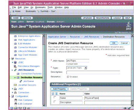 Creating a JMS Destination Resource