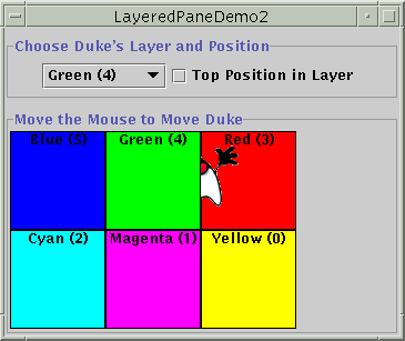 A snapshot of LayeredPaneDemo2