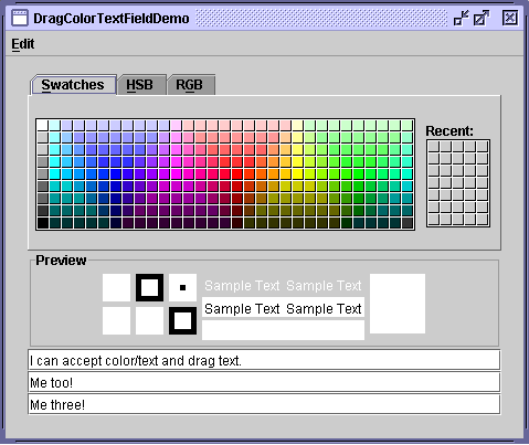 The DragColorTextFieldDemo example