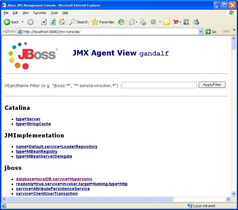 The JBoss jBPM JMX Console