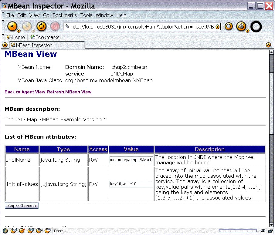 The Version 1 JNDIMapXMBean jmx-console view