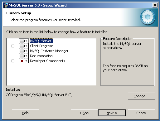 MySQL Enterprise Installer Custom
              Installation (Windows)