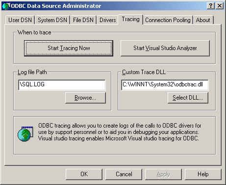 ODBC Tracing
              Tab